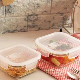Femora Transparent Borosilicate Glass Containers with Lid (1200 ml, 800 ml) - Set of 2-22