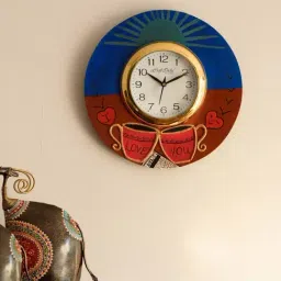 eCraftIndia I Love You written Coffee Mugs Wooden Handcrafted Wall Clock-picture-27