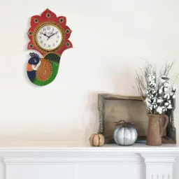 eCraftIndia Peocock Design Handcrafted Wooden Wall Clock-30