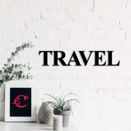 eCraftIndia 'TRAVEL' Black Engineered Wood Wall Art Cutout, Ready to Hang Home Decor-44
