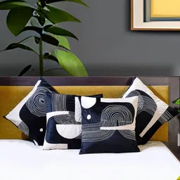 Mid July Home Black & White Set of 4 Abstract Velvet Square Cushion Covers-25