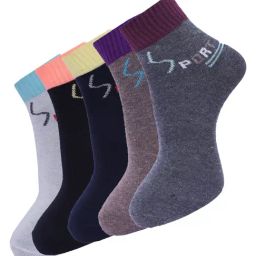 Dollar Multi Cotton Free Size Self Pattern Socks - Pack of 5-image-34