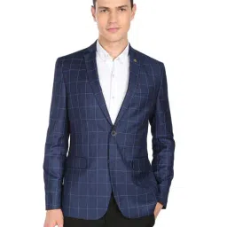 AD by Arvind Blue Full Sleeves Notched Lapel Blazer-image-81