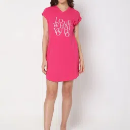 Vero Moda Intimates Pink Cotton Graphic Print Night Dress-image-35