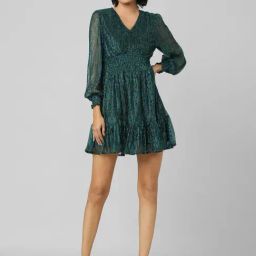 Only Teal Textured Fit & Flare Dress-picture-36