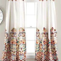 Urban Space Multicolor Polyester 9 Ft. Long Door Curtain With Stainless Steel Rings - Set of 2-18