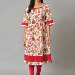 Aurelia White Printed A Line Kurta-image-28