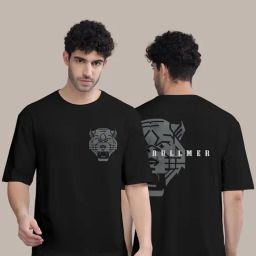 BULLMER Black Loose Fit Printed Oversized T-Shirt-picture-49