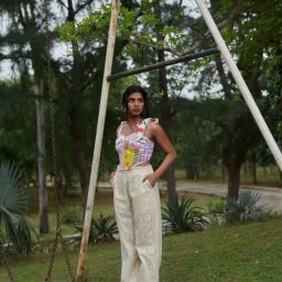 Khajoor Studio Beige Sundaze Farmland Crochet Wide Trousers-image-22