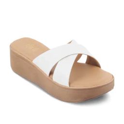 Tresmode Women's White Cross Strap Wedges-image-3