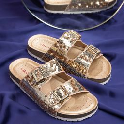 BRISKERS Women Embellished Open Toe Flats with Buckles-31