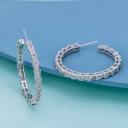 Kushal's Fashion Jewellery Gold-Plated Classic Zircon Studded Half Hoop Earrings-11