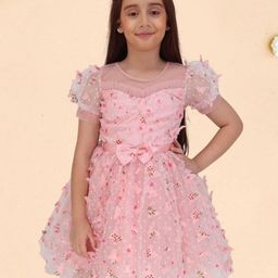 CUTECUMBER Women Floral Applique Net Fit & Flare Dress-picture-10