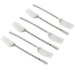 VarEesha Silver Stainless Steel Twisted Handle Forks - Set of 6 image 2