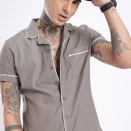 glitchez Cuban Collar Casual Shirt-image-71