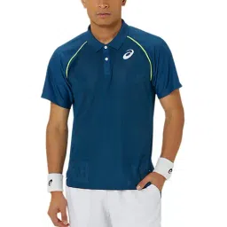 Asics Blue Slim Fit Logo Printed Sports Polo-image-32