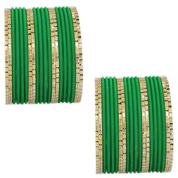 ZULKA Set of 40 Metal with Base Metal Engraved Pattern Glossy with Matte Finished Bangle image 3