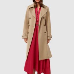 Forever New Beige Regular Fit Solid Coat-image-20