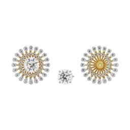 EMORI 18k (750) Yellow Gold 0.25 CT Sunflower Detachable Diamond Studs for Women-image-60