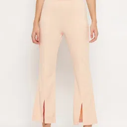 Madame Beige Polyester Boot-Leg Solid Trouser-image-47