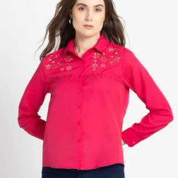 SHAYE Pink Self Design Shirt-image-70