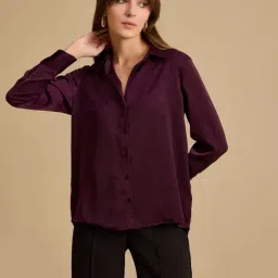 Kazo Purple Self Design Shirt-image-42