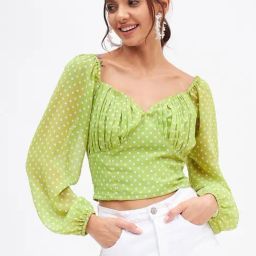 Kibo Green Georgette Print Tops-image-42