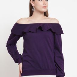 Belle Fille Women Purple Solid Sweatshirt-image-35