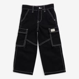 HOP Kids by Westside Black Cargo-Style Mid-Rise Cotton Trousers-image-42