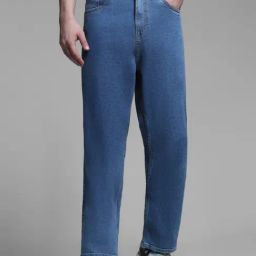 Jack & Jones Blue Cotton Loose Fit Denim Jeans-image-71