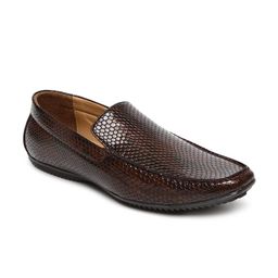 Bata Men Brown Square-Toed Textured Driving Shoes-13