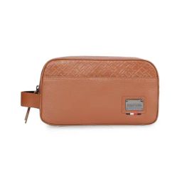 TOMMY HILFIGER Bouverie Pebbled Tan Textured Leather Toiletry Kit-picture-45