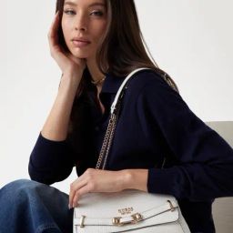 Guess White Textured Silvye Convertible Crossbody Bag-33