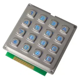 Multicomp KEYPAD METAL, ILLUM BLUE, IP67, 4X4, MCAK1604NSSLWPMMBLGKT-42