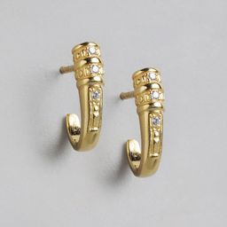 Carlton London 925 Sterling silver Gold Plated Half Hoop Earrings-11