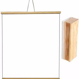 YAJNAS Wall Hanging Non-Magnetic 45.72 x 60.96 cm (1.5x2 Feet) White Roll-up Board with 1 Premium Wooden Duster-13