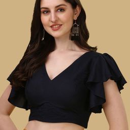 Oomph! V Neck Short Sleeves Saree Blouse-image-103
