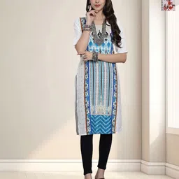 HERE&NOW Selection Of 2 Geometric Printed Round Neck Straight Kurta-image-93