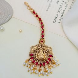Anouk Gold-Plated Artificial Stones Studded & Beaded Maang Tikka-picture-17