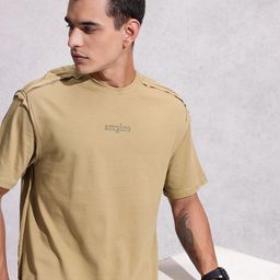 WROGN Pure Cotton Typography Printed Raw Edge Oversized T-shirt-picture-2