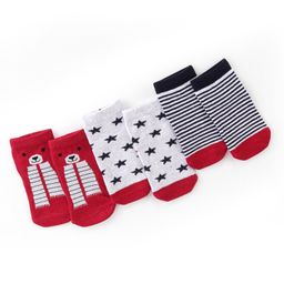 Cute Walk by Babyhug Knit Ankle Length Anti Bacterial Socks Bear Design - Multicolor-image-56