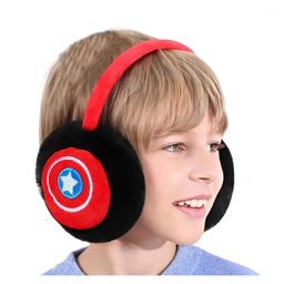 SYGA Children's Earmuffs Black Captain America Design Plush Warm Earmuffs Free Size-image-46