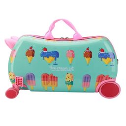 D Paradise Kids Ride On Suitcase and Toddler Carry On Hand Luggage- Candy Ice-cream Print 18 Inches-image-74