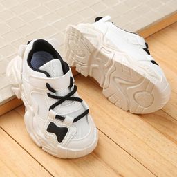 Babyoye Sneakers with Lace Up Closure - Black & White-image-13
