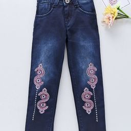 Enfance Mild Washed Stone Detailed Jeans - Dark Blue-image-55