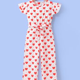 Mark & Mia Frill Sleeves Jumpsuit With Heart Print - White-image-84