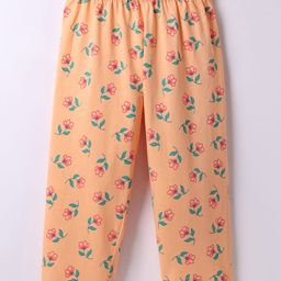 Tango Single Jersey Knit Capri Length Legging With Floral Print - Orange-image-63