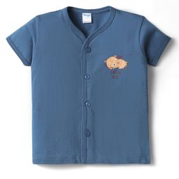 Tango Single Jersey Knit Front Open Half Sleeves Jhablas With Animal Print-Blue-picture-20