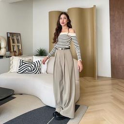HIGH BUY Women Comfort Loose Fit High-Rise Pleated Trousers-image-63