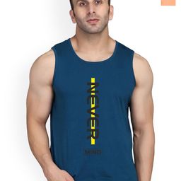 SLOWLORIS Pack Of 2 Printed Round Neck Bio-Wash Cotton Gym Vests-picture-12
